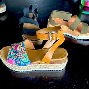 3 pairs size 7 strappy summer sandals platform cute summer shoes